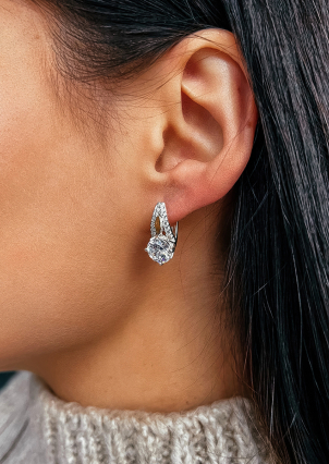 Сережки фіаніт Срібло 925° золото 375° 006710