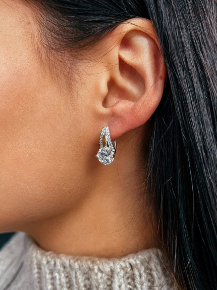 Сережки фіаніт Срібло 925° золото 375° 006710