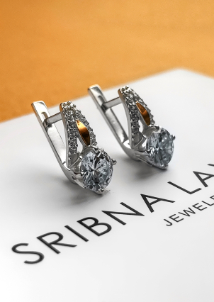 Сережки фіаніт Срібло 925° золото 375° 006710