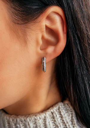 Сережки фіаніт Срібло 925° золото 375° 005310