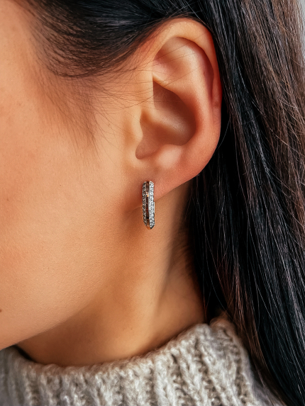 Сережки фіаніт Срібло 925° золото 375° 005310