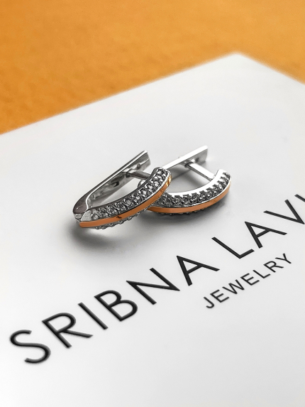 Сережки фіаніт Срібло 925° золото 375° 005310