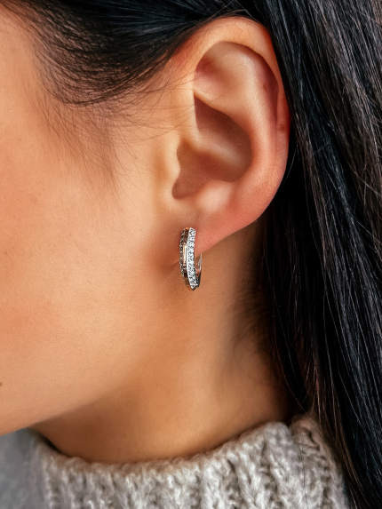 Сережки фіаніт Срібло 925° золото 375° 005310