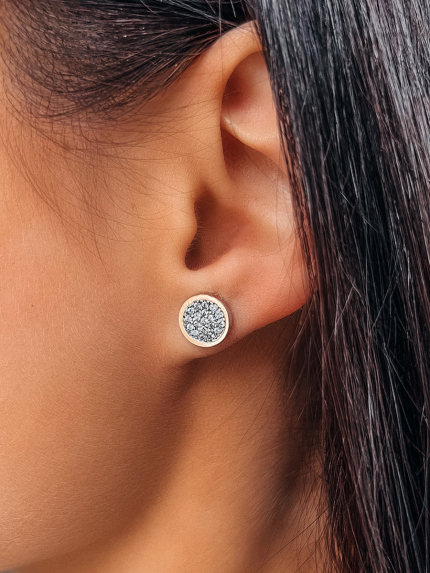 Сережки фіаніт Срібло 925° золото 375° 100569с