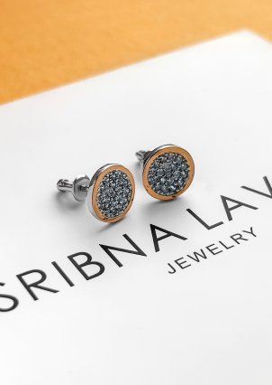 Сережки фіаніт Срібло 925° золото 375° 100569с