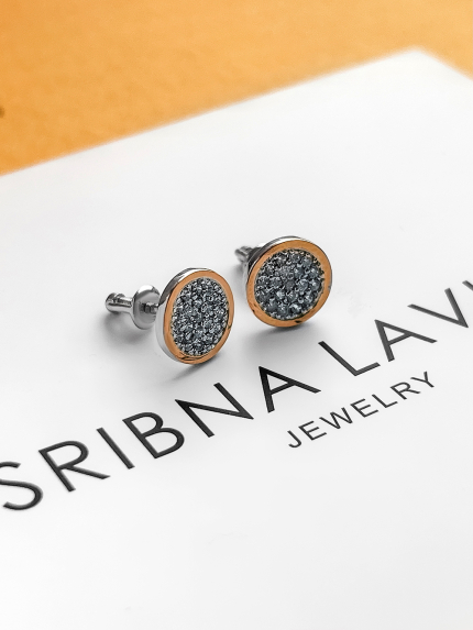 Сережки фіаніт Срібло 925° золото 375° 100569с