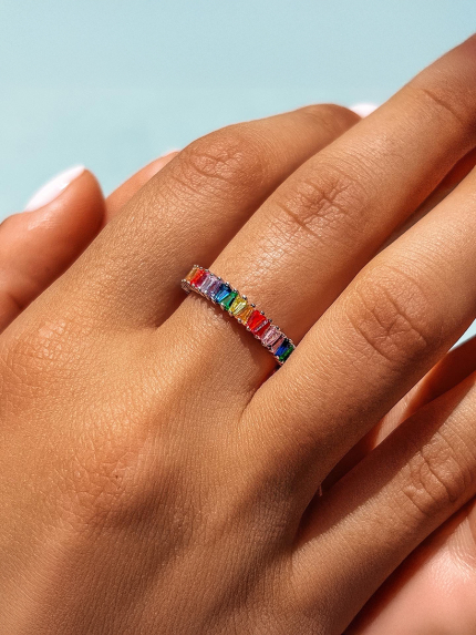 Pierścionek cyrkonia Srebro 925° (rod) PM131