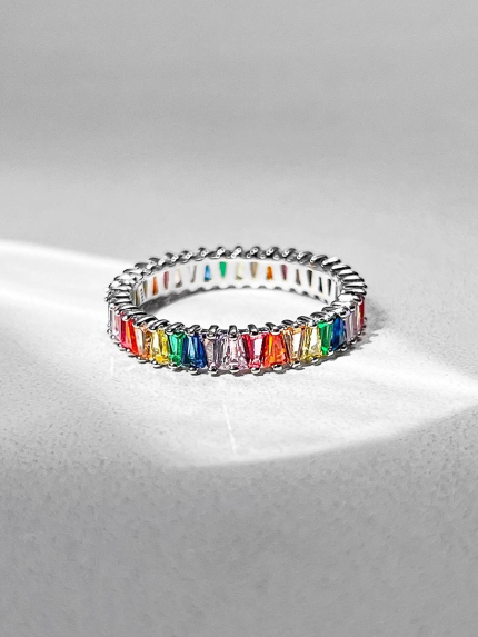 Pierścionek cyrkonia Srebro 925° (rod) PM131