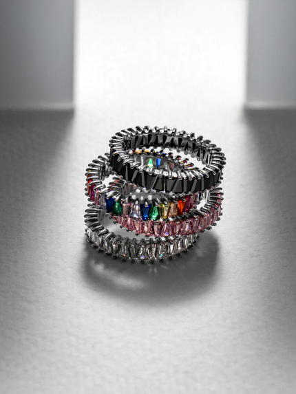 Pierścionek cyrkonia Srebro 925° (rod) PM131