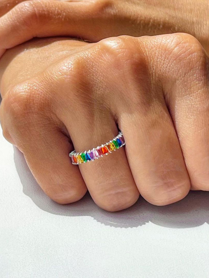 Pierścionek cyrkonia Srebro 925° (rod) PM131