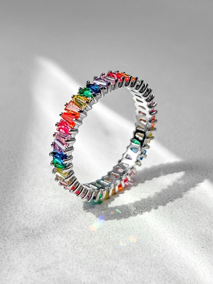 Pierścionek cyrkonia Srebro 925° (rod) PM131