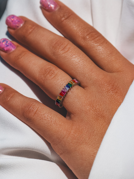 Pierścionek cyrkonia Srebro 925° (rod) PM131