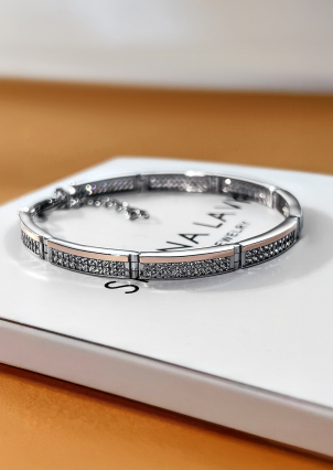 Браслет фіаніт Срібло 925° золото 375° 000414б