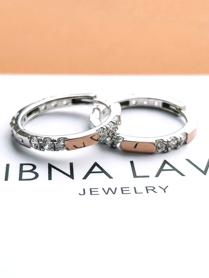 Сережки фіаніт Срібло 925° золото 375° 000647