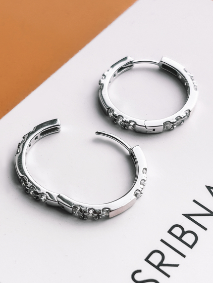 Сережки фіаніт Срібло 925° золото 375° 000647