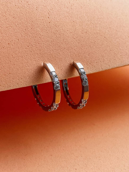 Сережки фіаніт Срібло 925° золото 375° 000647