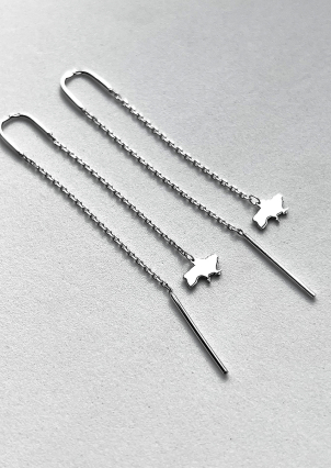 Сережки без вставок Срібло 925° (родій) 126730