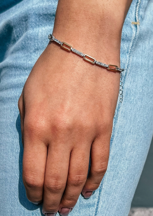 Браслет фіаніт Срібло 925° золото 375° 001009