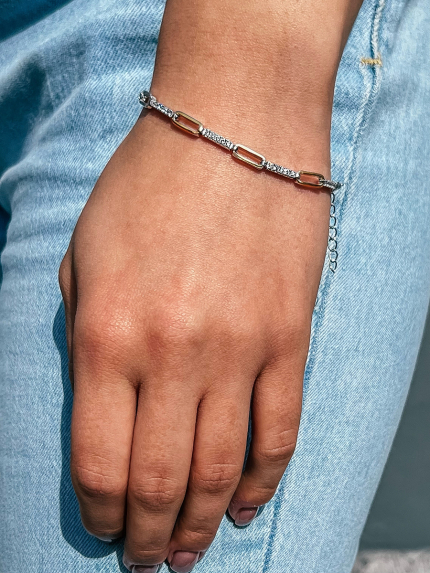 Браслет фіаніт Срібло 925° золото 375° 001009