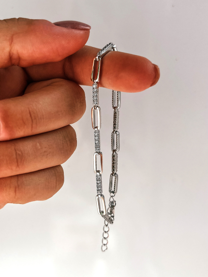 Браслет фіаніт Срібло 925° золото 375° 001009