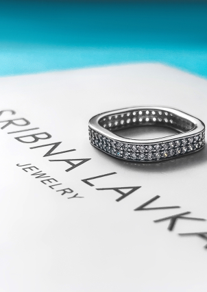 Каблучка фіаніт Срібло 925° (родій) 001160