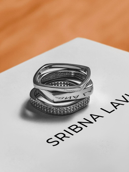 Каблучка фіаніт Срібло 925° (родій) 001160