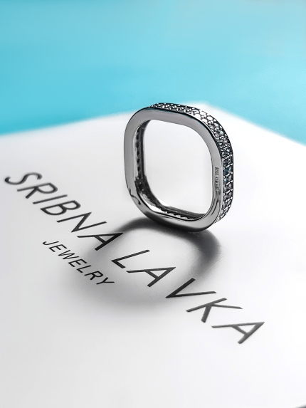 Каблучка фіаніт Срібло 925° (родій) 001160