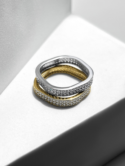 Каблучка фіаніт Срібло 925° (родій) 001160