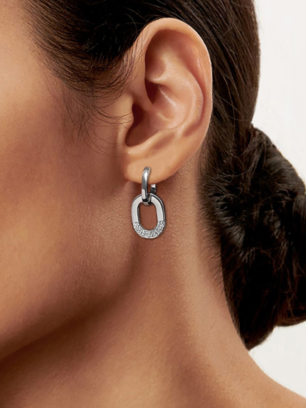 Сережки фіаніт Срібло 925° (родій) 001025