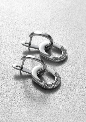 Сережки фіаніт Срібло 925° (родій) 001025