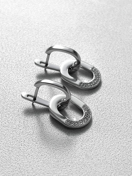 Сережки фіаніт Срібло 925° (родій) 001025