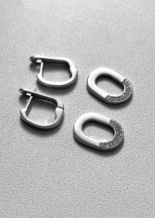 Сережки фіаніт Срібло 925° (родій) 001025