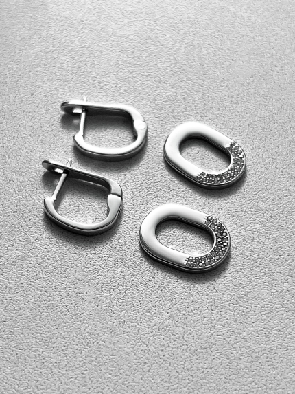 Сережки фіаніт Срібло 925° (родій) 001025