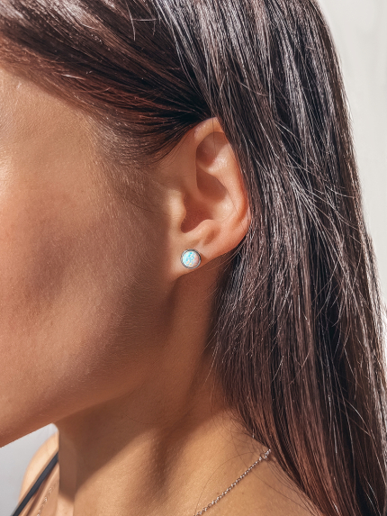 Сережки опал Срібло 925° (родій) ск2опб/1184