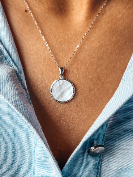 Кольє перламутр Срібло 925° (родій) 957765