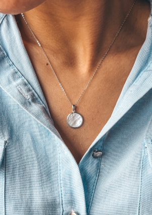 Кольє перламутр Срібло 925° (родій) 957765