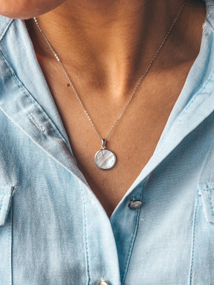 Кольє перламутр Срібло 925° (родій) 957765