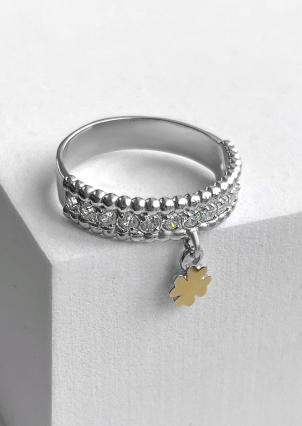 Каблучка фіаніт Срібло 925° золото 375° 000326к