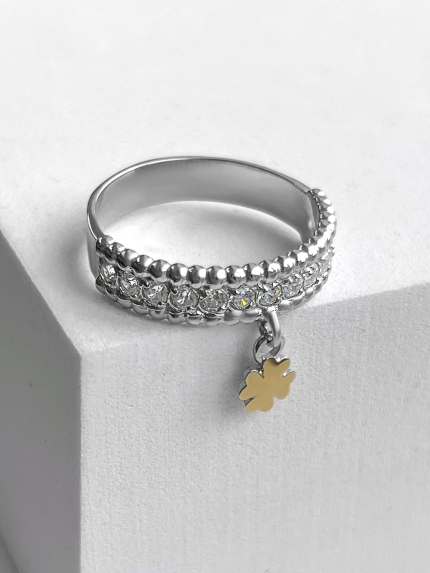 Каблучка фіаніт Срібло 925° золото 375° 000326к