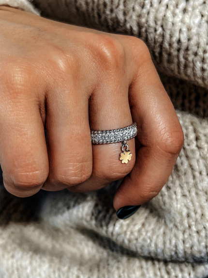 Каблучка фіаніт Срібло 925° золото 375° 000326к