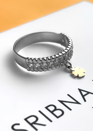 Каблучка фіаніт Срібло 925° золото 375° 000326к