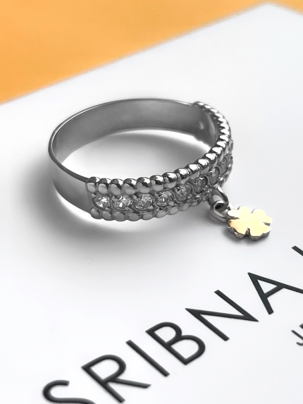 Каблучка фіаніт Срібло 925° золото 375° 000326к