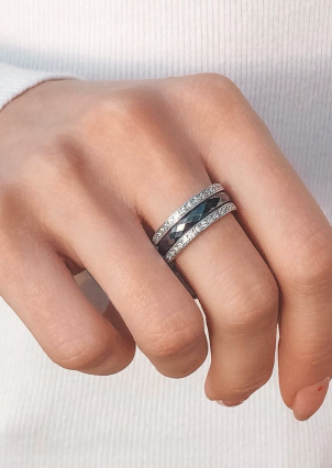 Каблучка Кераміка фіаніт срібло 925°/ ювелірна кераміка с1103ч