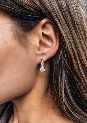 Сережки фіаніт Срібло 925° золото 375° 006010