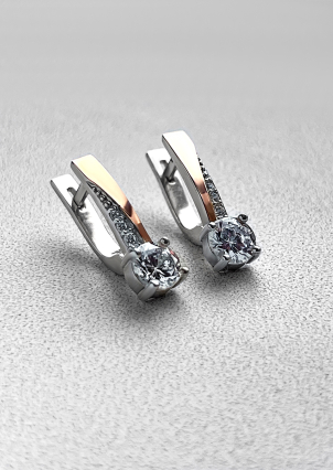 Сережки фіаніт Срібло 925° золото 375° 006010