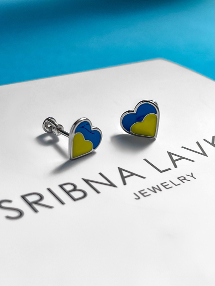 Сережки емаль Срібло 925° (родій) 125810