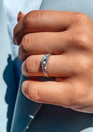 Pierścionek z cyrkonem Srebro 925° (rod) 1204