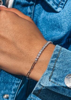 Браслет Фіаніт (5А) Срібло 925° (родій) 957810