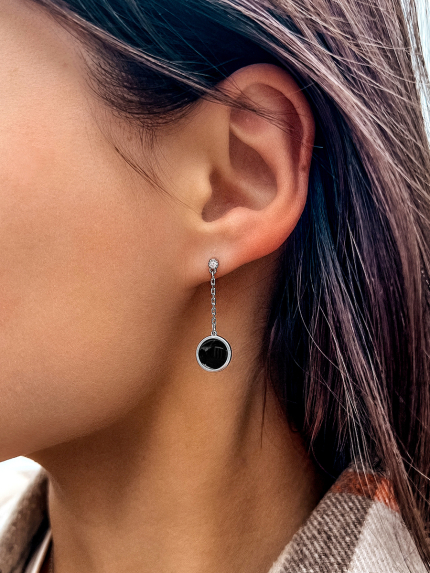 Kolczyki emaliowane Srebro 925° (rod) 24201