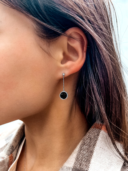 Kolczyki emaliowane Srebro 925° (rod) 24201